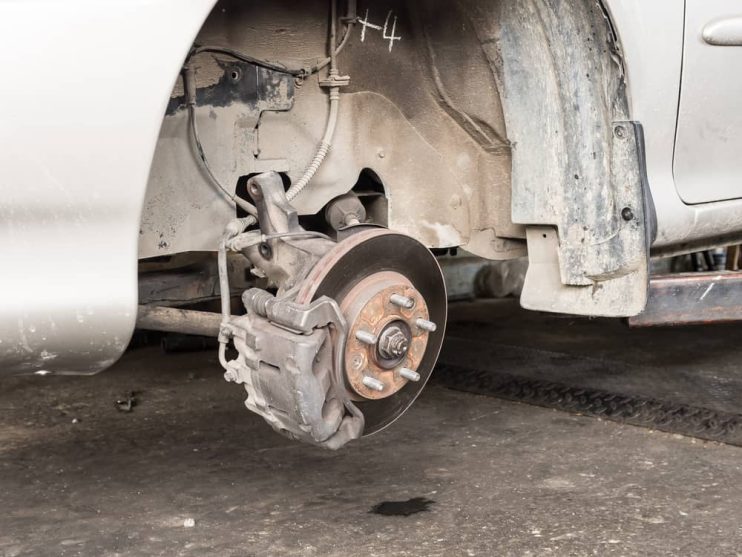 brake disc and caliper on a car