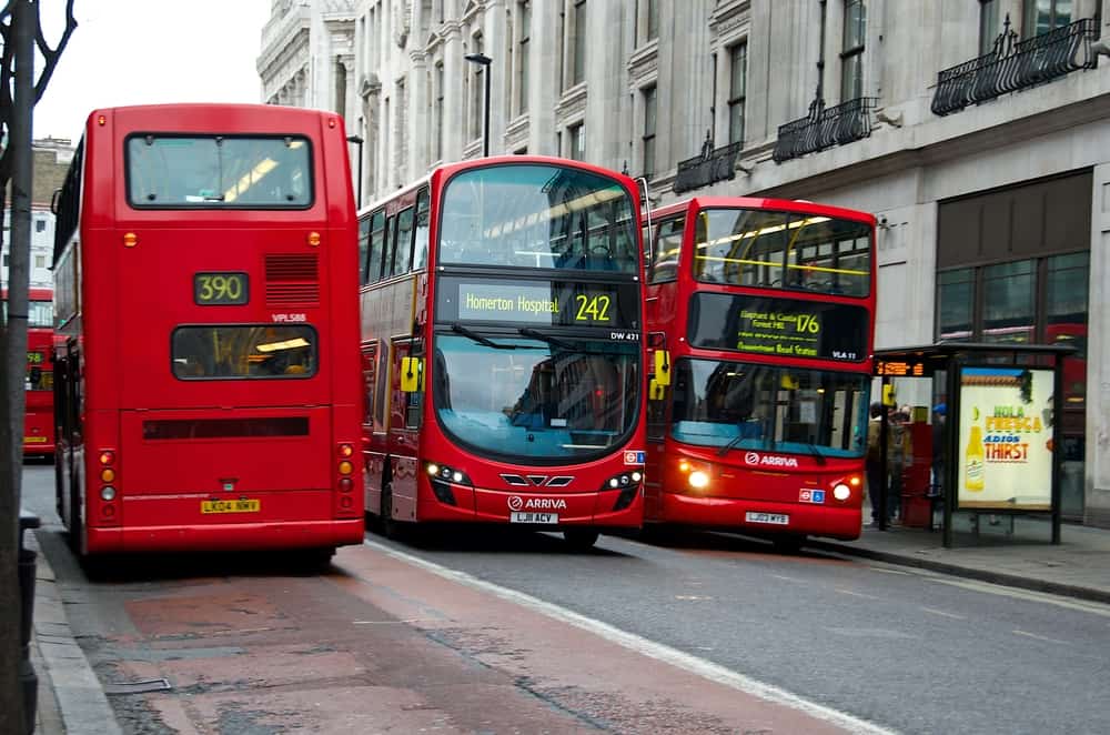 buses on a street