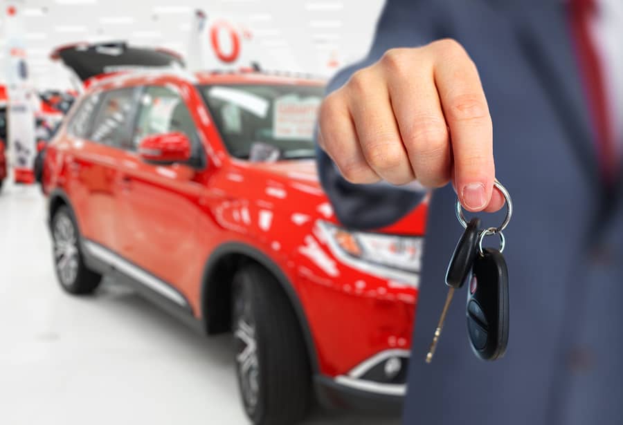 Car and key in a dealership