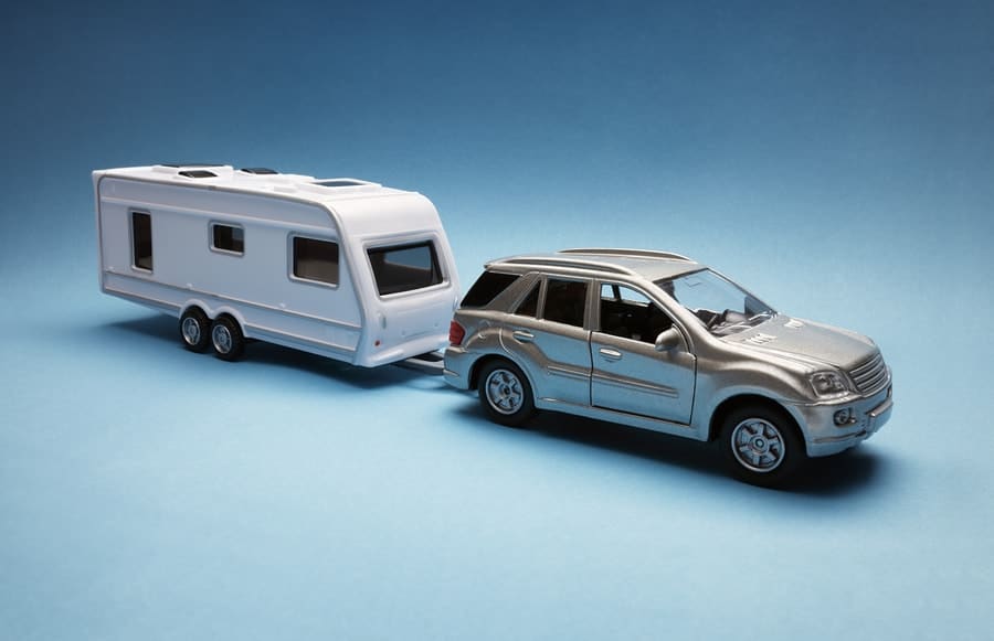 car towing a caravan