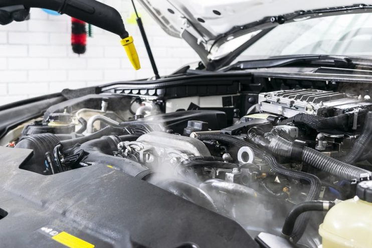 cleaning an engine bay