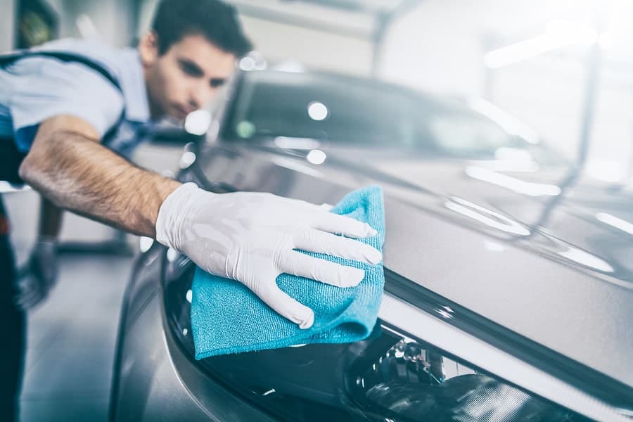 polishing and waxing a car