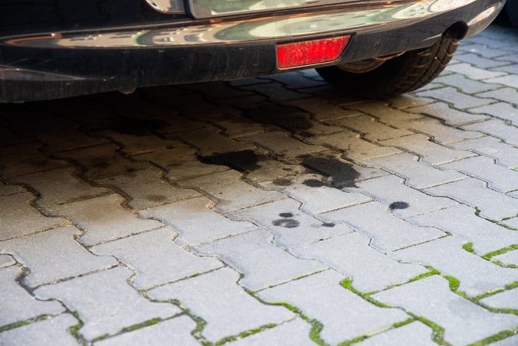 driveway covered in car leaks