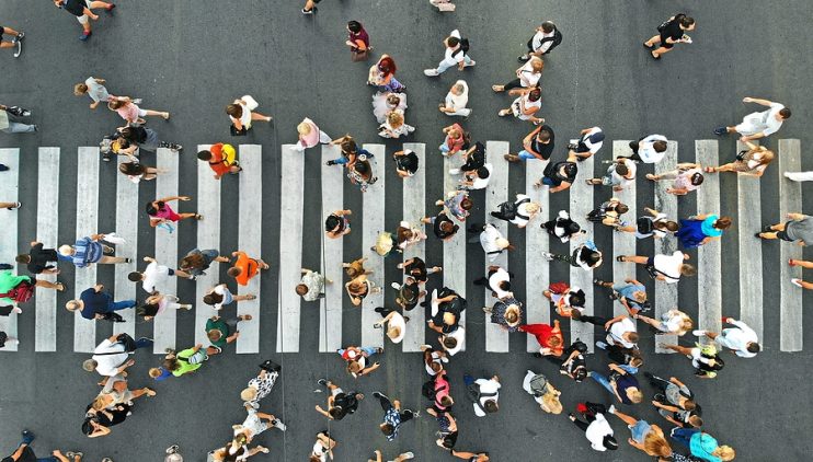 pedestrians on a zebra crossing