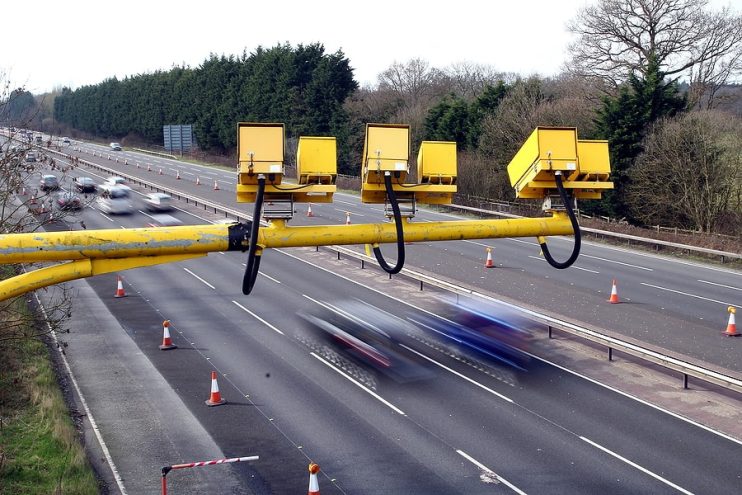 speed cameras above the lane