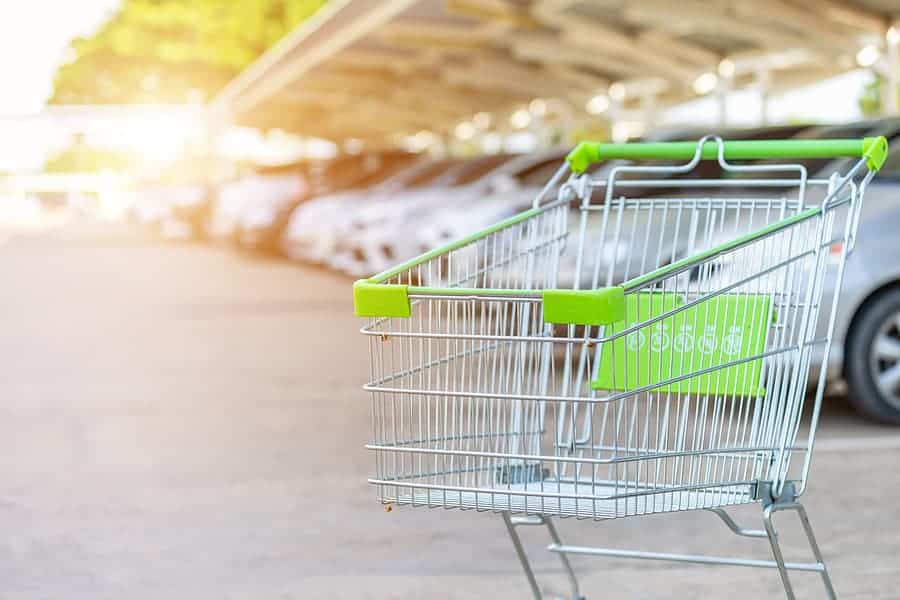 supermarket trolley in a car park