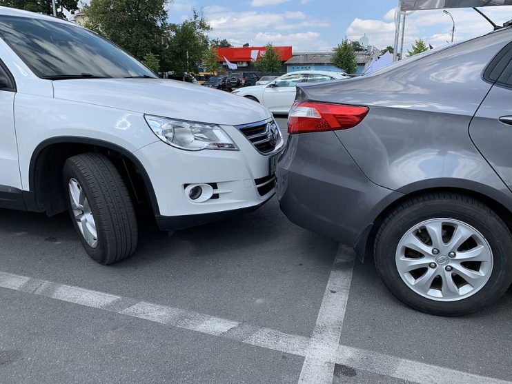 two cars in a car park accident