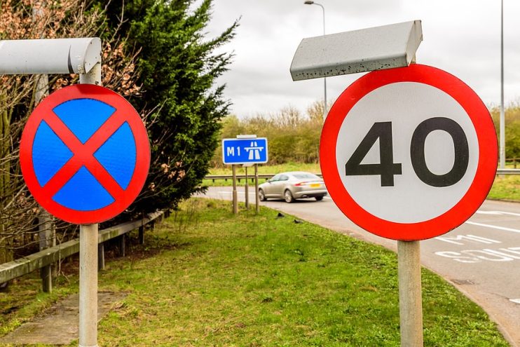 speed limit sign on UK road