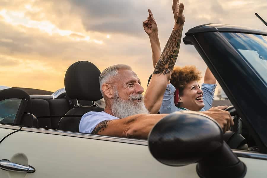 couple having the best time during a road trip