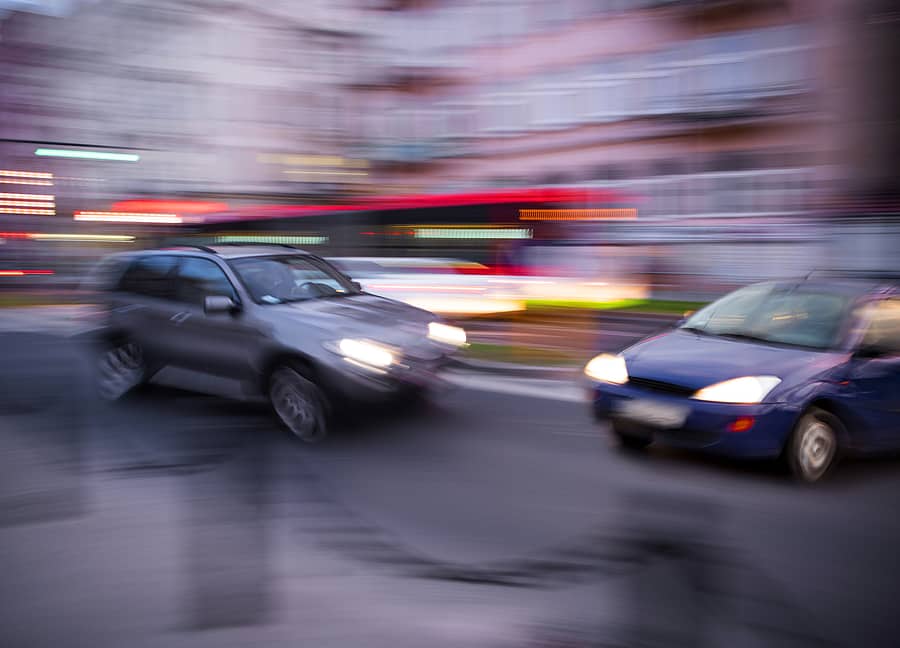 two cars crashing