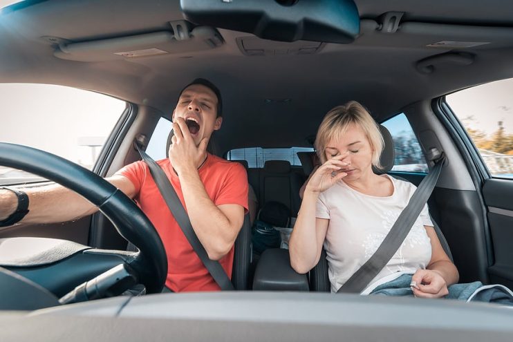 tired driver and passenger