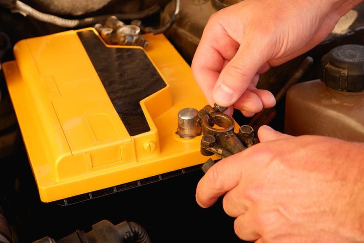 attaching the terminal of a car battery