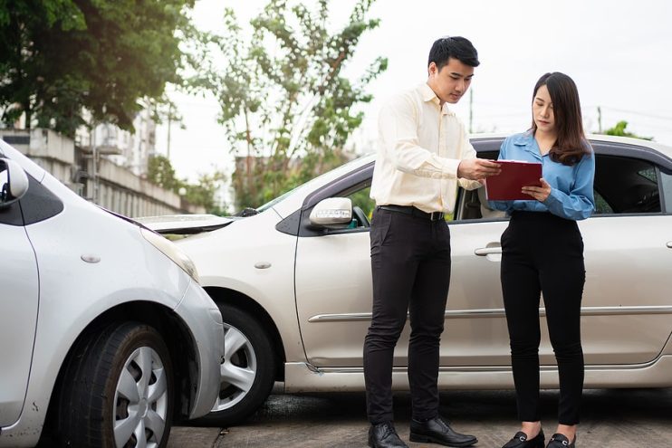 inspecting a car for damage