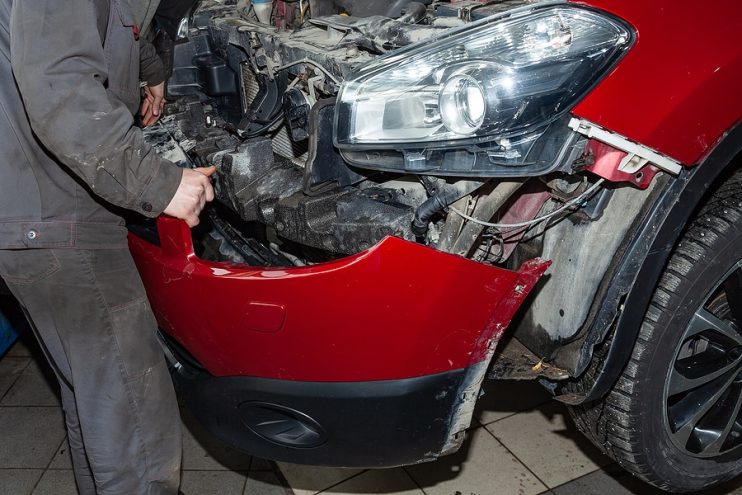 front bumper being removed