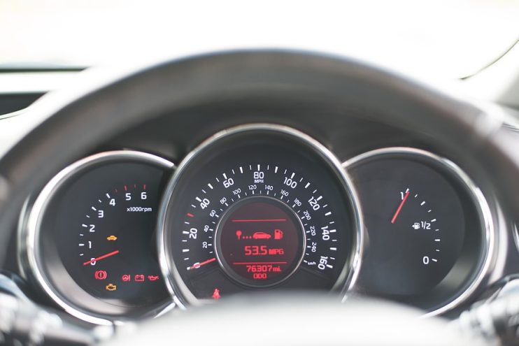 instrument cluster in a car