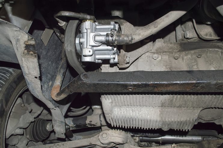 power steering pump and belt on a vehicle