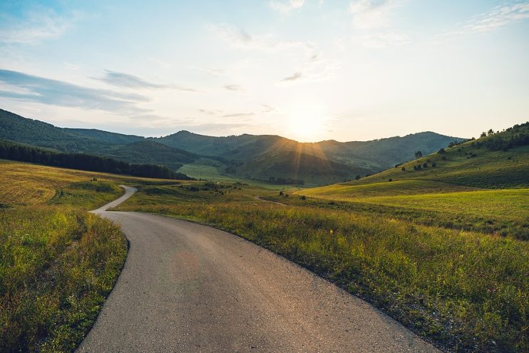 country road in the sun