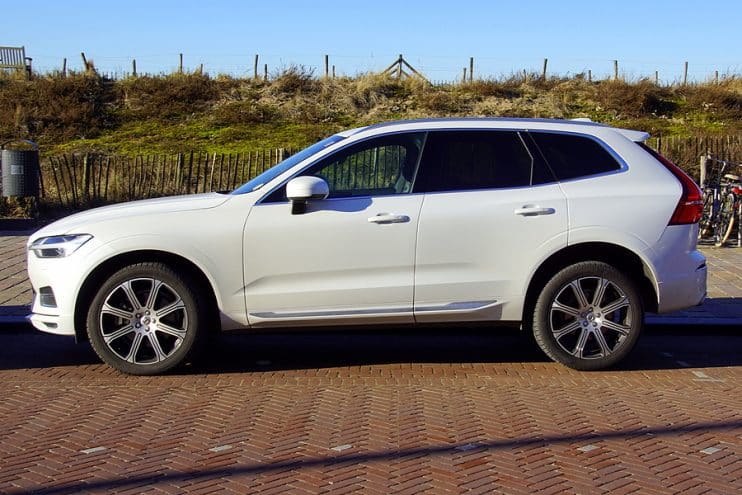 Side view of white Volvo XC60