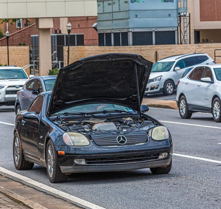 Broken down Mercedes