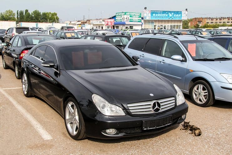 Mercedes Benz CLS on car lot forecourt