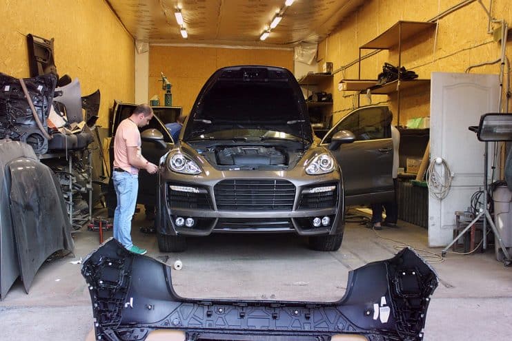 Porsche Cayenne in garage