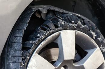 a car tyre after a blowout
