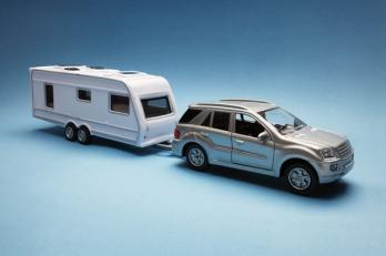 car towing a caravan
