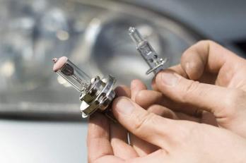hand holding car bulbs